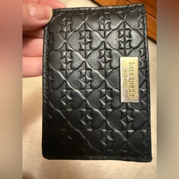 kate spade Handbags - Kate Spade Black Quilted Card Holder with Gold Logo